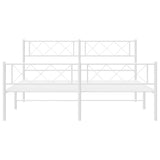 Metal Bed Frame without Mattress with Footboard White 135x190 cm - 45-Degree Angle