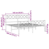Metal Bed Frame without Mattress with Footboard White 135x190 cm - Extra Image