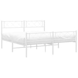 Metal Bed Frame without Mattress with Footboard White 150x200 cm - Top-Down View
