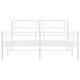 Metal Bed Frame without Mattress with Footboard White 150x200 cm