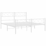 Metal Bed Frame without Mattress with Footboard White 150x200 cm