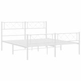 Metal Bed Frame without Mattress with Footboard White 150x200 cm - Rear View