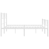 Metal Bed Frame without Mattress with Footboard White 150x200 cm - Close-Up Angle