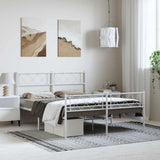 Metal Bed Frame without Mattress with Footboard White 150x200 cm