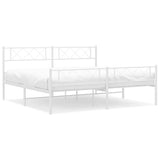 Metal Bed Frame without Mattress with Footboard White 183x203 cm King