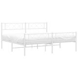 Metal Bed Frame without Mattress with Footboard White 183x203 cm King