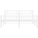 Metal Bed Frame without Mattress with Footboard White 183x203 cm King