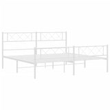 Metal Bed Frame without Mattress with Footboard White 183x203 cm King - 45-Degree Angle