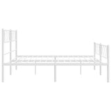 Metal Bed Frame without Mattress with Footboard White 183x203 cm King - Rear View