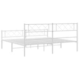 Metal Bed Frame without Mattress with Footboard White 183x203 cm King - Close-Up Angle