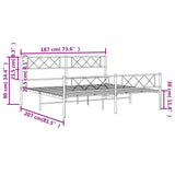 Metal Bed Frame without Mattress with Footboard White 183x203 cm King - Extra Image