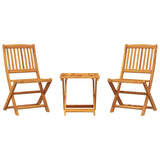 3 Piece Folding Garden Dining Set Solid Wood Acacia - Front View
