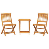 3 Piece Folding Garden Dining Set Solid Wood Acacia - Front View