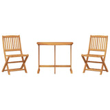 3 Piece Folding Garden Dining Set Solid Wood Acacia - Front View