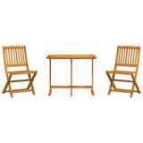 3 Piece Folding Garden Dining Set Solid Wood Acacia - Front View