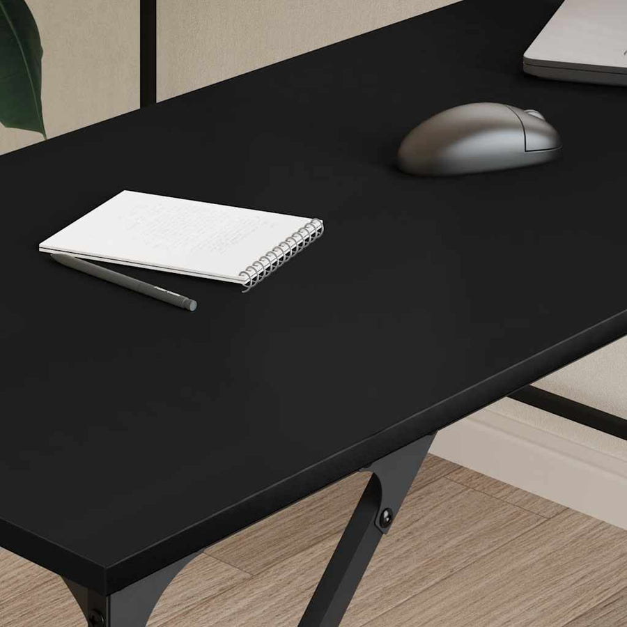 Desk Black 149x149x75 cm Engineered Wood
