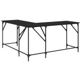 Desk Black 149x149x75 cm Engineered Wood - Close-Up Angle