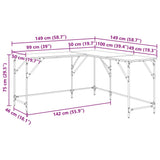 Desk Black 149x149x75 cm Engineered Wood - Extra Image