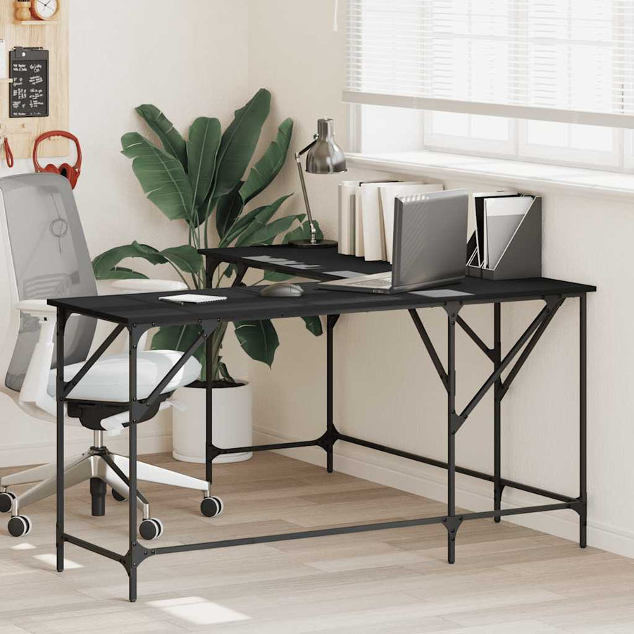 Desk Black 149x149x75 cm Engineered Wood