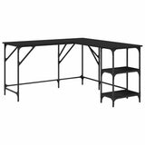 Desk Black 139x139x75 cm Engineered Wood - Front View