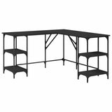 Desk Black 139x139x75 cm Engineered Wood - Front View