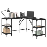 Desk Black 139x139x75 cm Engineered Wood - Top-Down View