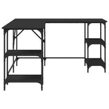 Desk Black 139x139x75 cm Engineered Wood - Rear View
