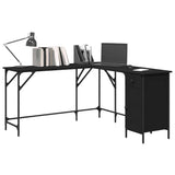 Desk Black 141x141x75 cm Engineered Wood - 45-Degree Angle