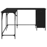 Desk Black 141x141x75 cm Engineered Wood - Close-Up Angle