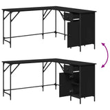 Desk Black 141x141x75 cm Engineered Wood - Extra Image