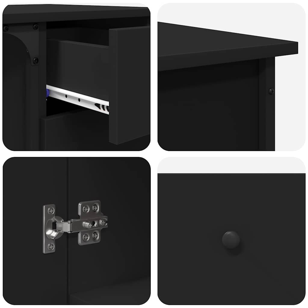 Desk Black 141x141x75 cm Engineered Wood