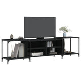 TV Cabinet Black 203x37x50 cm Engineered Wood - Side View