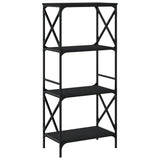 Bookcase 4-Tier Black 59x35x132 cm Engineered Wood - Rear View