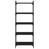 Bookcase 5-Tier Black 60x30x154 cm Engineered Wood