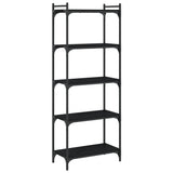 Bookcase 5-Tier Black 60x30x154 cm Engineered Wood - Rear View