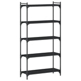 Bookcase 5-Tier Black 80x30x154 cm Engineered Wood