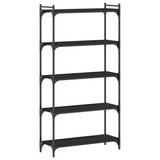 Bookcase 5-Tier Black 80x30x154 cm Engineered Wood - Front View