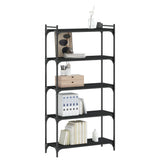 Bookcase 5-Tier Black 80x30x154 cm Engineered Wood - Side View