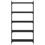 Bookcase 5-Tier Black 80x30x154 cm Engineered Wood