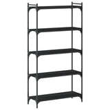 Bookcase 5-Tier Black 80x30x154 cm Engineered Wood - Rear View