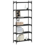 Bookcase 6-Tier Black 80x30x188 cm Engineered Wood