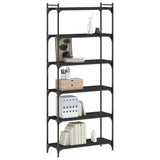 Bookcase 6-Tier Black 80x30x188 cm Engineered Wood - Side View