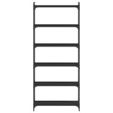 Bookcase 6-Tier Black 80x30x188 cm Engineered Wood