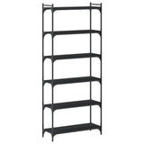 Bookcase 6-Tier Black 80x30x188 cm Engineered Wood