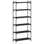 Bookcase 6-Tier Black 80x30x188 cm Engineered Wood