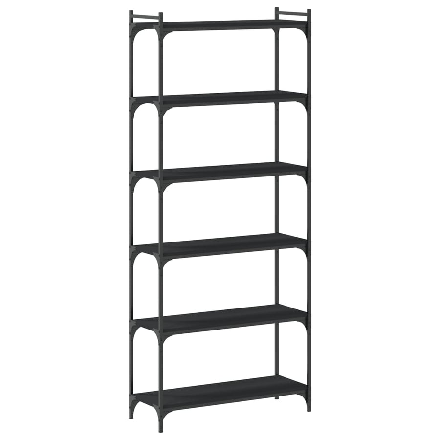 Bookcase 6-Tier Black 80x30x188 cm Engineered Wood