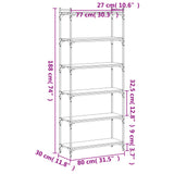 Bookcase 6-Tier Black 80x30x188 cm Engineered Wood