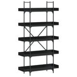 Bookcase 5-Tier Black 100x33x180.5 cm Engineered Wood - Front View