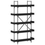 Bookcase 5-Tier Black 100x33x180.5 cm Engineered Wood - Rear View