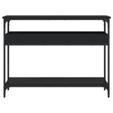 Console Table with Shelf Black 100x29x75cm Engineered Wood - Top-Down View